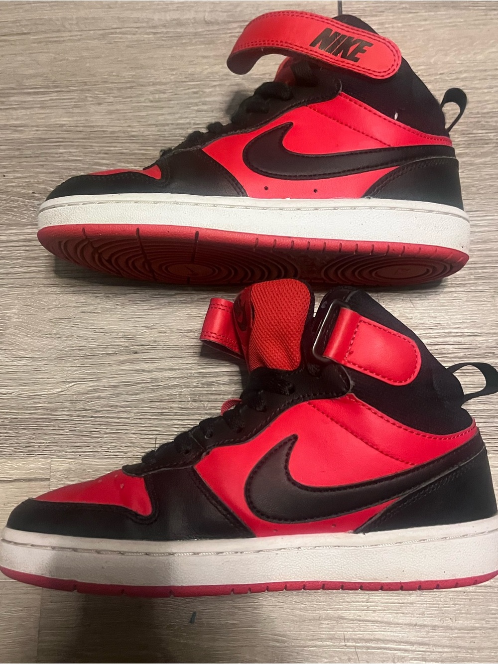Nike Kids’ High-Top Sneakers in Red and Black Size 4Y - Picture 1 of 11
